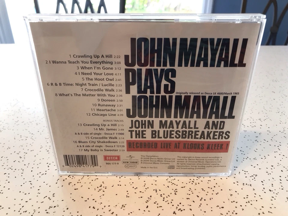 John Mayall Cd John Mayall Plays John Mayall Recorded Live At Klooks Kleen VG+ Foto 2 de 4