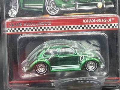a 2024 Hot Wheels GREEN KAWA BUG A VW VOLKSWAGEN RLC Membership Car BUTTON PATCH