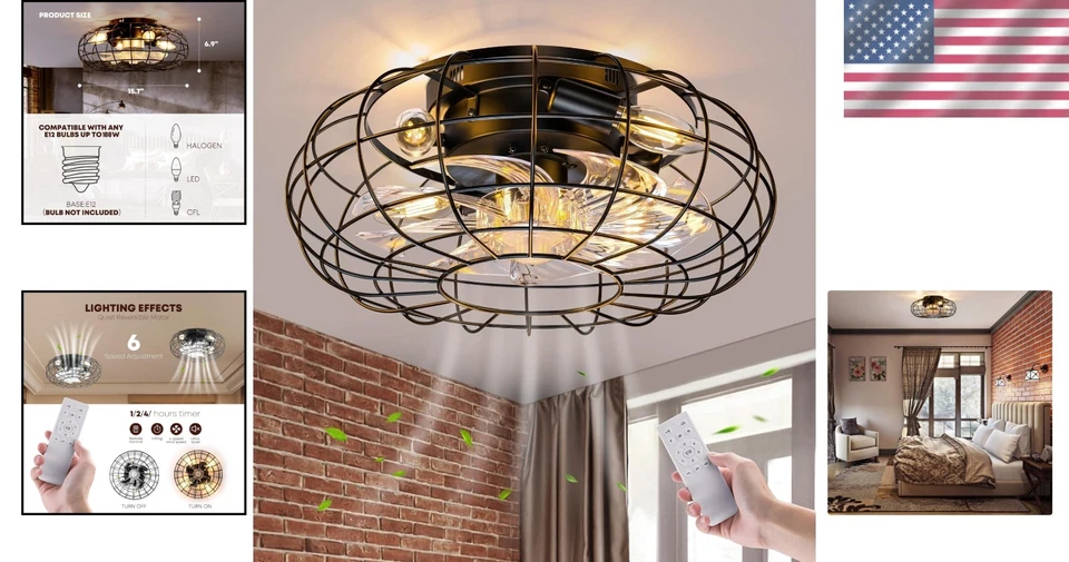 16-Inch Bladeless Ceiling Fan with Lights - Remote Control & Space-Saving Design - Image 2 of 4