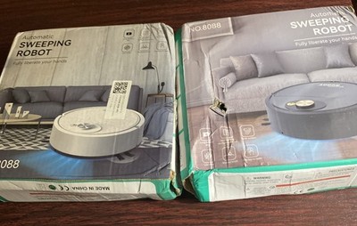 Aotomatic Sweeping Robot NO.8088 White 6'' Dia And Grey Set Of 2