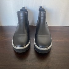Wonder Nation Girls Black Fuax Leather Ankle Boots Sz 5