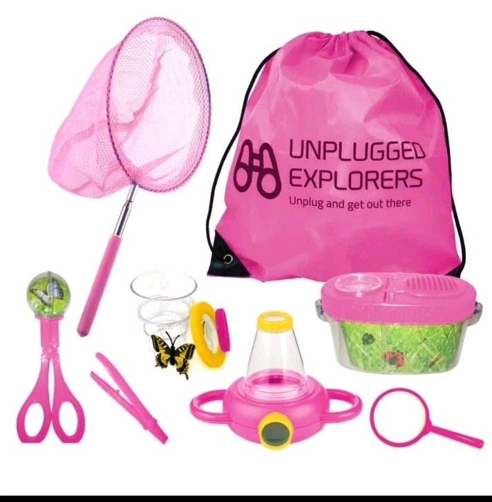 Unplugged Explorers: Pink 9-Pc Deluxe Outdoor Explorer Kit for Kids 3+  STEM