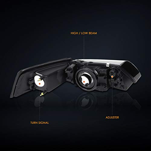 Black Amber Headlights Replacement Compatible with 99-04 Mustang, PMHL-FMUS - Picture 5 of 7