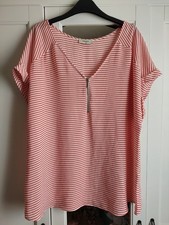 Ladies Red and White Stripe Blouse Top Zip Papaya Matalan 20