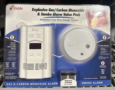Kidde KN-COEG-3 Plug-in Carbon Monoxide Explosive Gas & Smoke Alarm Set NEW.