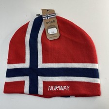 NEW Norwegian Flag Knit Beanie Hat by Rock Expedition Adults Unisex