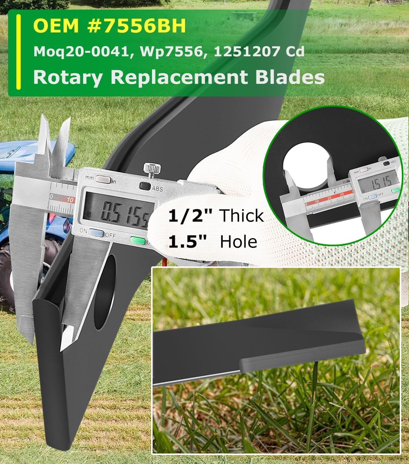 2PC for Bush Hog Blades 7556 7556BH Fit BH216-2 SQ172 SQ72-4 SQ720 1206 1256 206