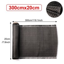 10FT Real Carbon Fiber Fabric Cloth Roll 3k 200gsm 2x2 Twill Weave 8'' Black