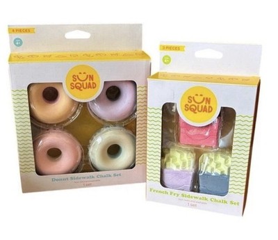 Sun Squad French Fry 3 Pc Sidewalk Chalk And 3pc Donut  Children Boys And Girls