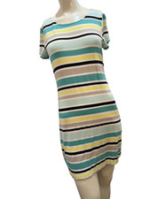 Cynthia Rowley Size M Short Sleeve Multicolor Striped T-Shirt Dress