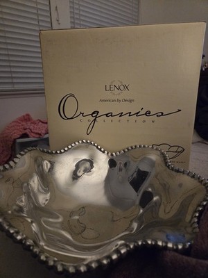 Lenox Organics Collection Waved Silver Metal Bowl Abstract Contemporary