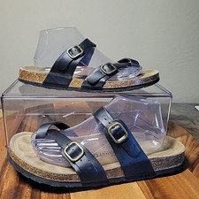 Project Cloud Lian Black Leather Sandals Adju...