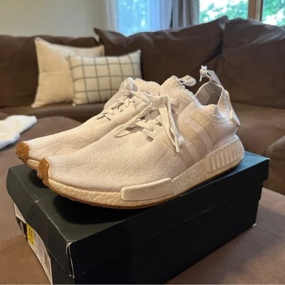 Adidas NMD R1 PK White Shoes with Gum Sole