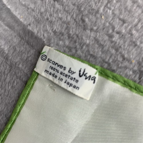 Vintage Vera MCM Square Geometric Print Scarf Green & Purple Japan Acetate Flaws - Picture 4 of 9