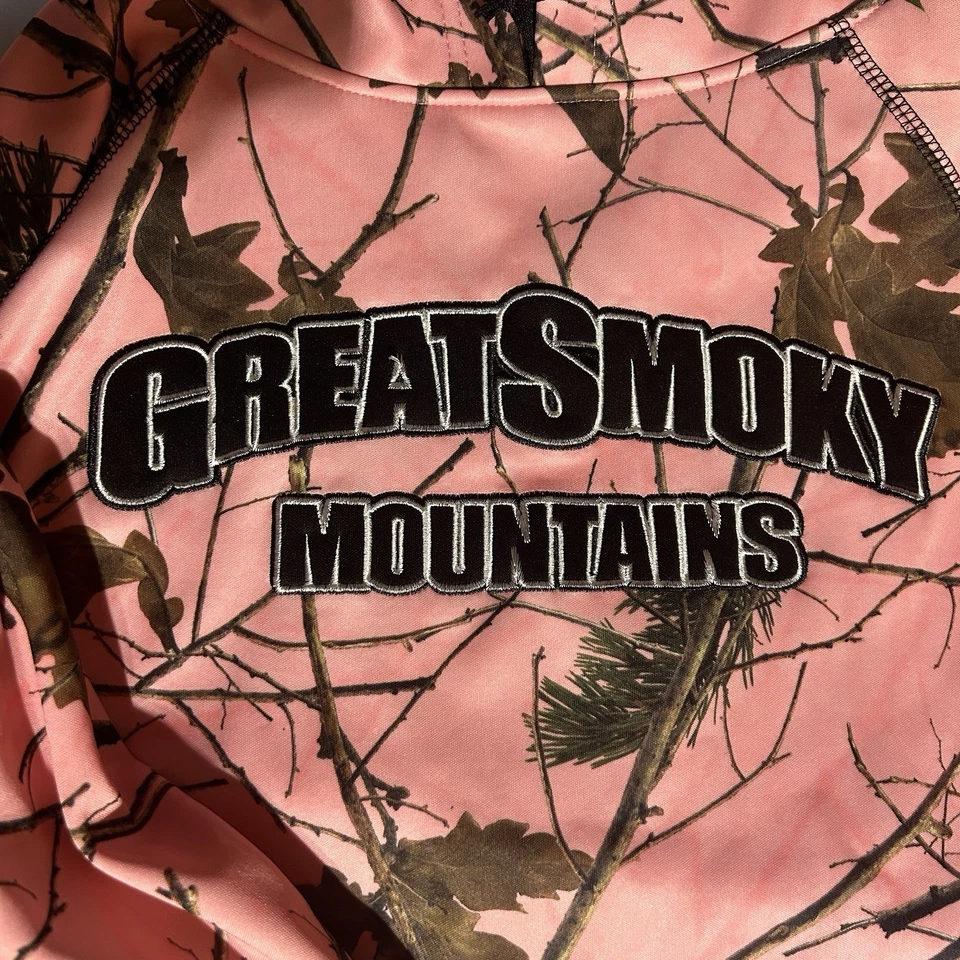 Sudadera con capucha para mujer Trail Crest gruesa material pesado grande rosa camuflaje Foto 3 de 4