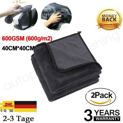 2 Pack Auto Beidseit Mikrofasertuch Poliertuch Trockentuch Microfaser 40x40cm DE