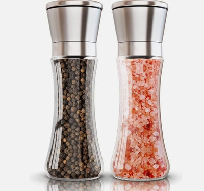Pepper & Salt Grinder Set Mill Adjustable Stainless Steel Shaker Coarse 2 pc