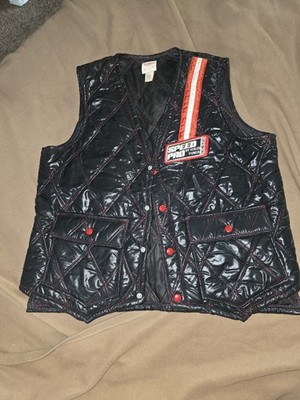 Vintage Topmaster Speed Pro Quilted Vest XL Made USA Black Red Hunting Workwear