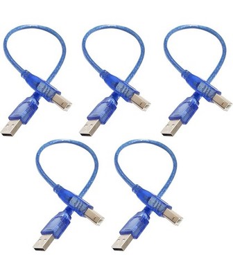 USB-A Male to USB-B Male 2.0 Cable 11.81Inch Blue Cable Wire with 480 Mbps Tr...