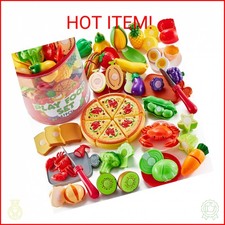 Shimirth 67Pc Pretend Play Food Sets for Kids Kitchen, Pizza Toy Food  Cutting