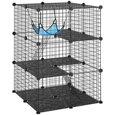 PawHut Indoor Katzenkäfig mit DIY anpassbarem Design 105 cm schwarz