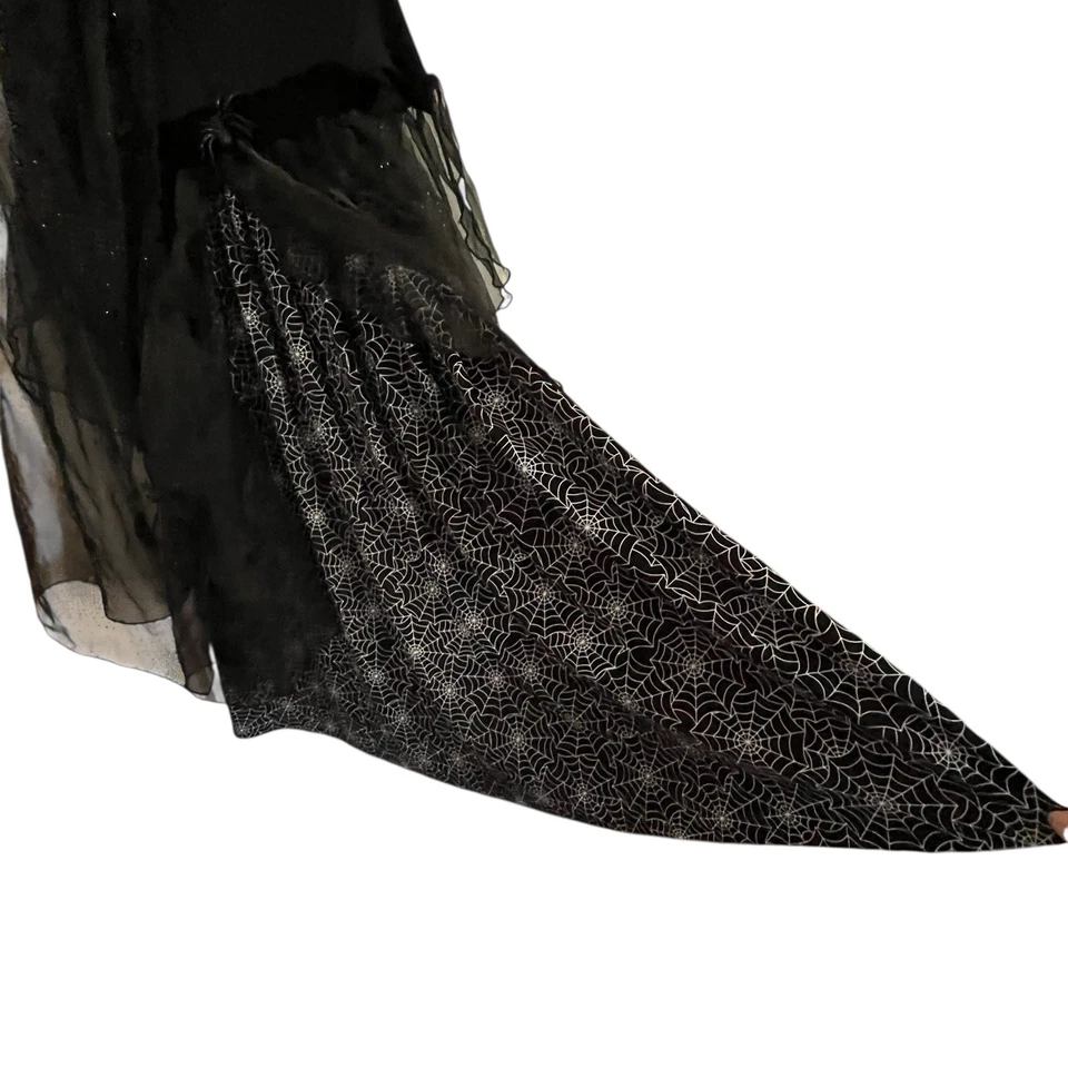 Disfraz juvenil Pottery Barn estampado de tela de araña capa transparente con volantes cuello elástico LEER Foto 2 de 4