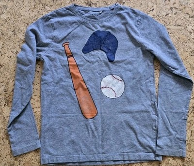 Name It Basic Needs Longsleeve Langarmshirt Gr. 146/152 (11-12) Grau Baseball...