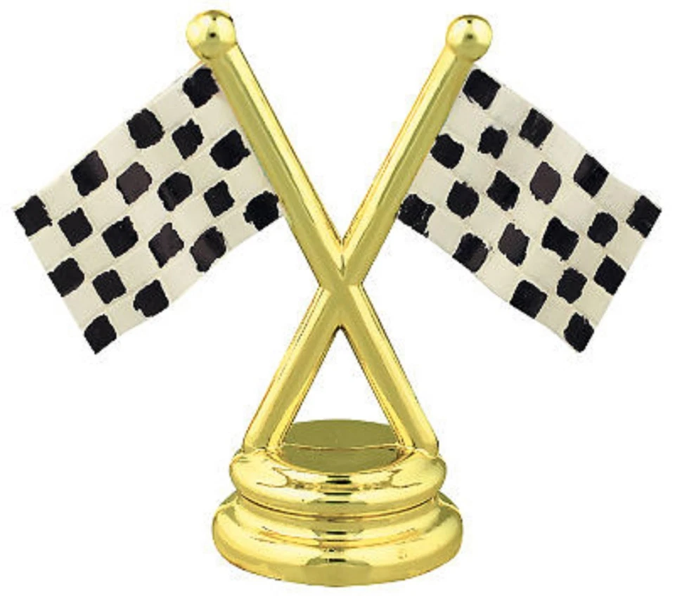 Crossed Flags Figure Race Car Racing Sport Trophy Award LOW AS $2.99 ea T-104