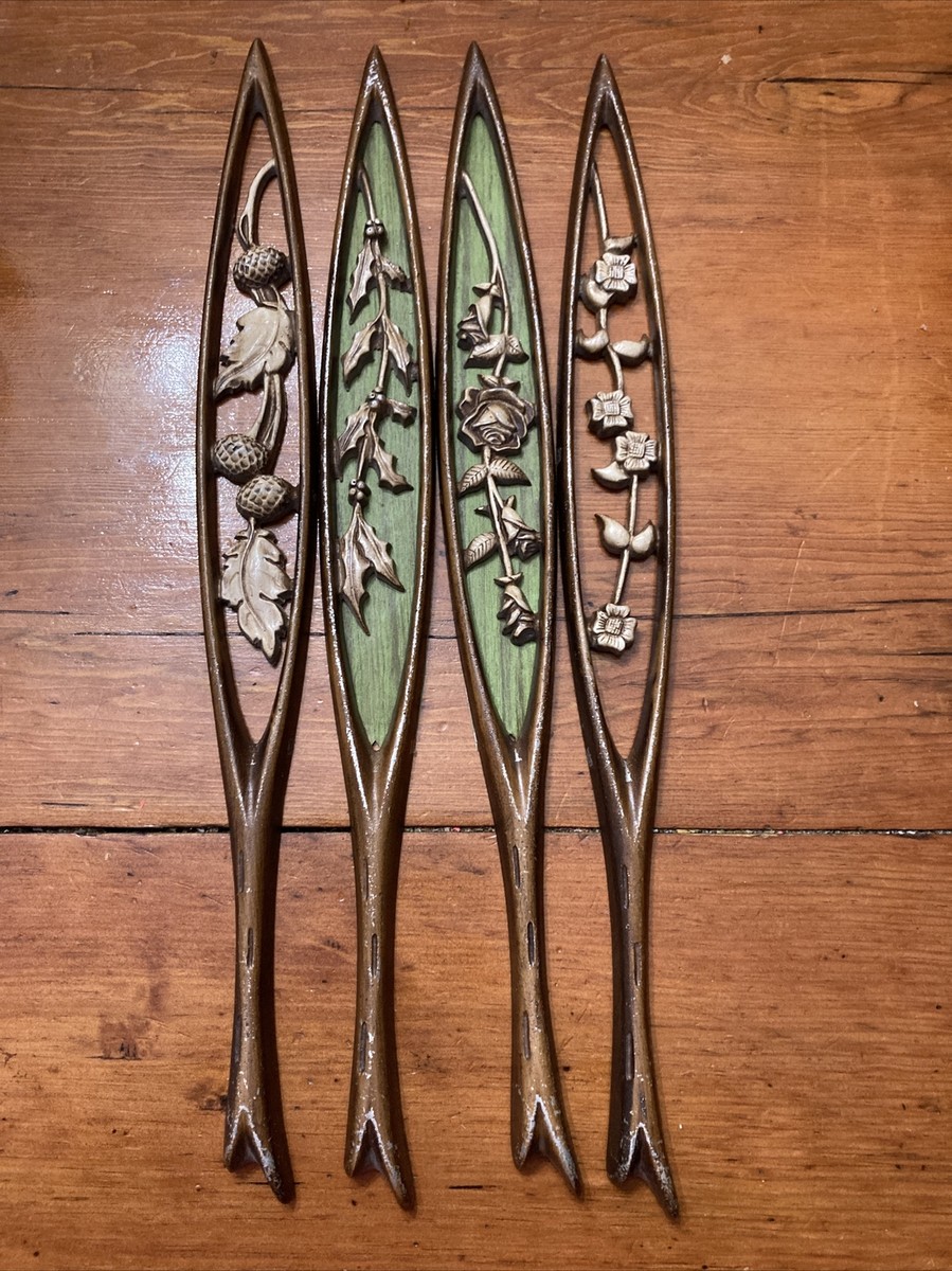 Vintage Set of 4 Metal Mid-Century Sexton 4 Seasons Wall Art
