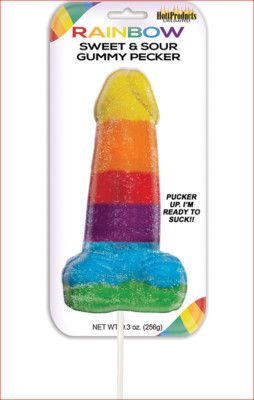 Candy Rainbow Sweet & Sour Gummy Pecker Pop on a stick  lots of fun