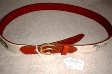 Ladies Leather  Needlepoint Horses Handmade Belt Size Small 29" to 33" MZC