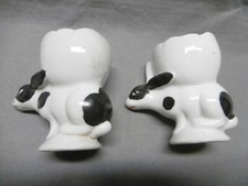 Coquetiers anciens en porcelaine en forme de lapin  (BR37)