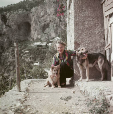 Gracie Fields posed two pet Alsatian dogs villa La Canzone Del- 1952 Old Photo
