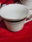 4 Majesty Bellvue Sango China Cup & Saucer Sets Black White 10 1/2" Gold trim — photo 2