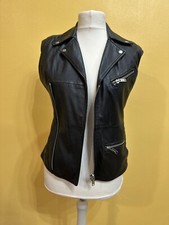 Firetrap Black Leather Waistcoat Size S