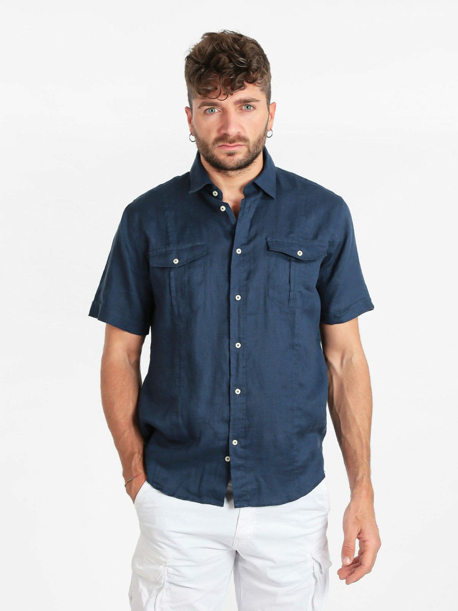 Manica Lunga Camicia Lino Uomo Maniche Corte Camicia Uomo Lino