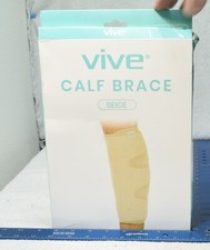 Vive Calf Brace Shin Splint Leg Compression Wrap, Reduces Muscle Swelling Beige