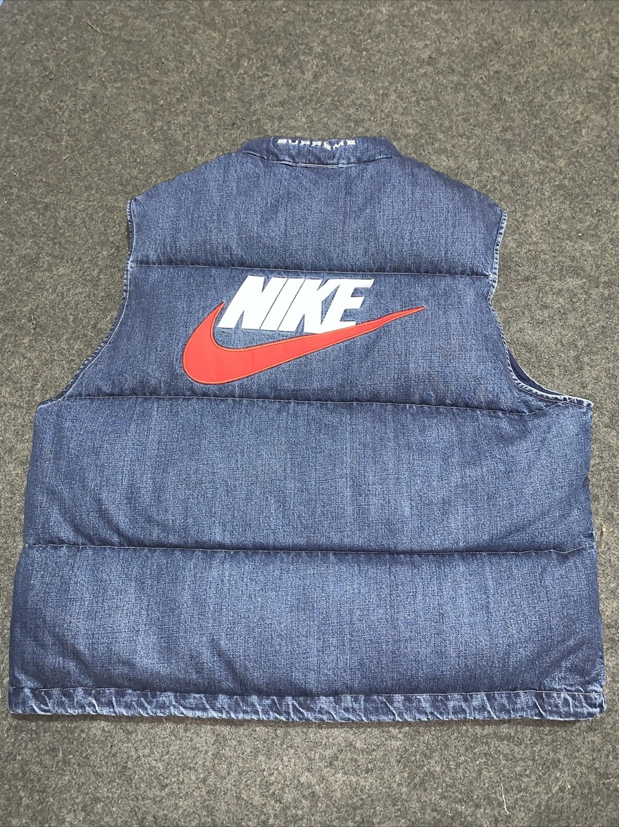 Supreme Nike Blue Denim Puffer Vest Mens XL FQ0323-451 Brand Supreme Nike Blue Denim Puffer Vest Mens XL FQ0323-451 Brand