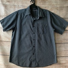 Quiksilver Shirt  Size M Men's  Grey Pinstripe Short Sleeve Collar Button Down