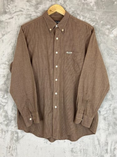Chaps Ralph Lauren Men's Large Long Sleeve Button Up Brown Checked - 第 1/9 張圖片
