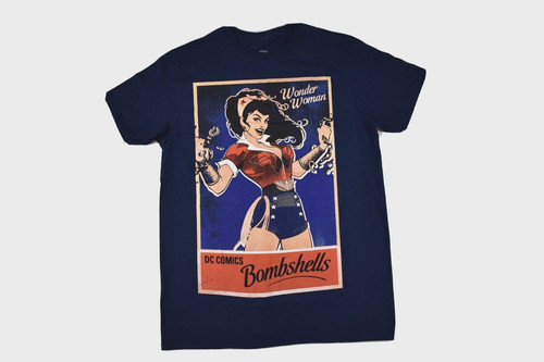DC Comics Mens Wonder Woman DC Comics Bombshells Navy Blue Shirt New Medium