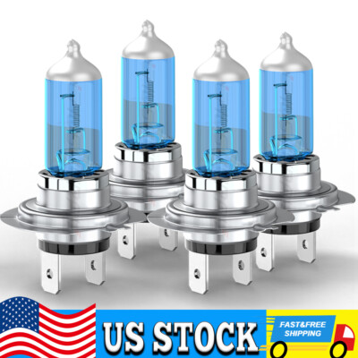H7+H7 Halogen Headlight Kit Combo 4*Bulbs 5000K High Low Beam Warm White Bright