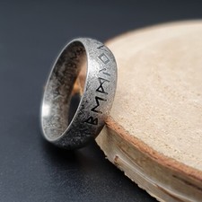 Viking Runes Ring Band 316L Stainless Steel Odin Norse Elder Futhark Thumb