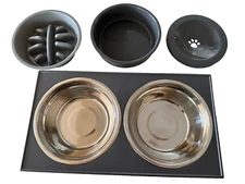 Pet Dog Feeder Bowl Elevated Raised Stainless Steel Food Water Stand Adjustable