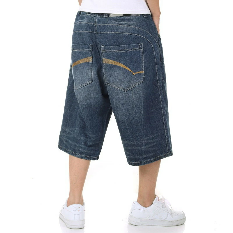 Mens Jeans Denim Shorts Capri Pants Relaxed Hip-Hop Hipster Baggy Loose  W30-W46