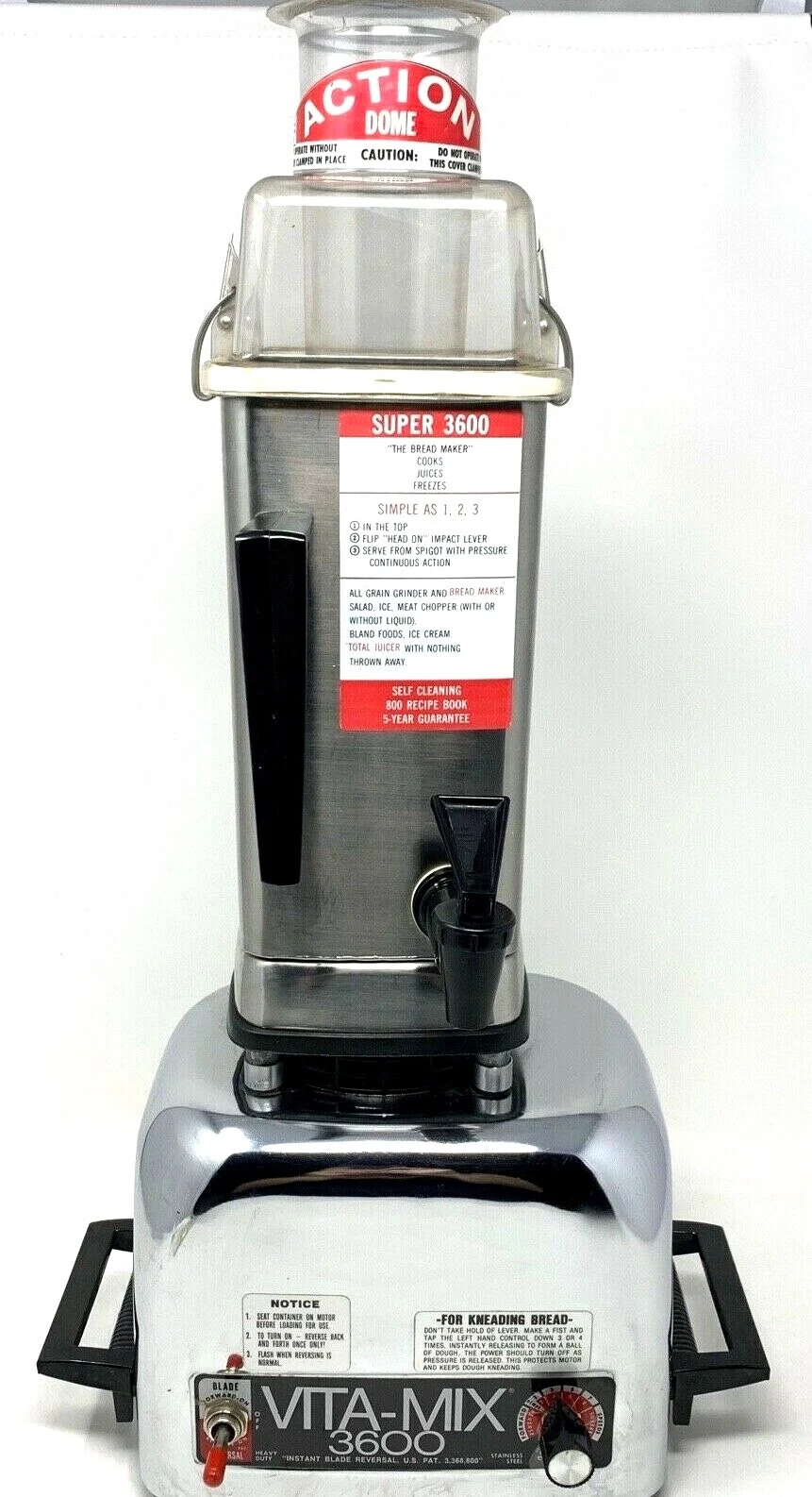 VITAMIX 3600 Blender/Juicer Stainless Steel - NEW GASKET - PROFESSIONAL EUC