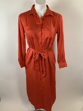 Old Navy Orange Tie Waist Shift Shirt Dress XS NEW