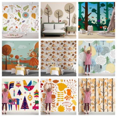 3D Cartoon Forest Animal Self-adhesive Wallpaper Removable Wallpaper Wall Mural