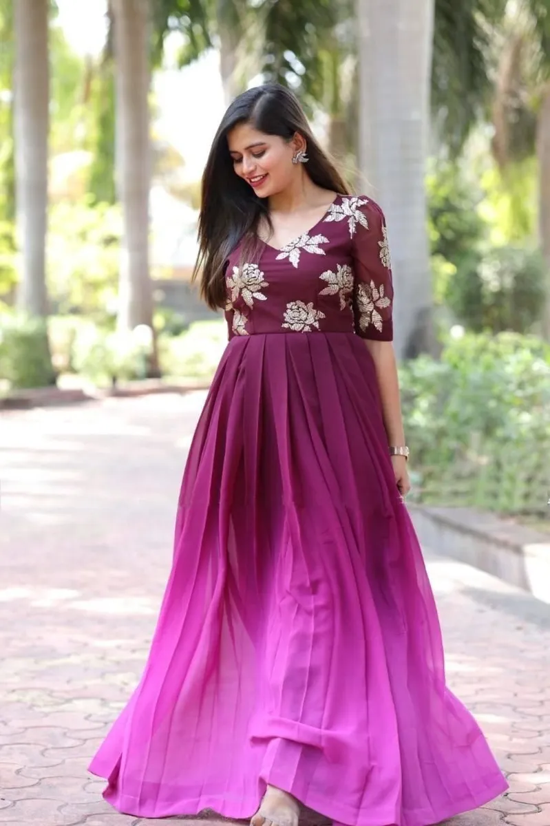 VRINDAVAN FASHION LC 554 PURPLE INDIAN STYLE GOWN