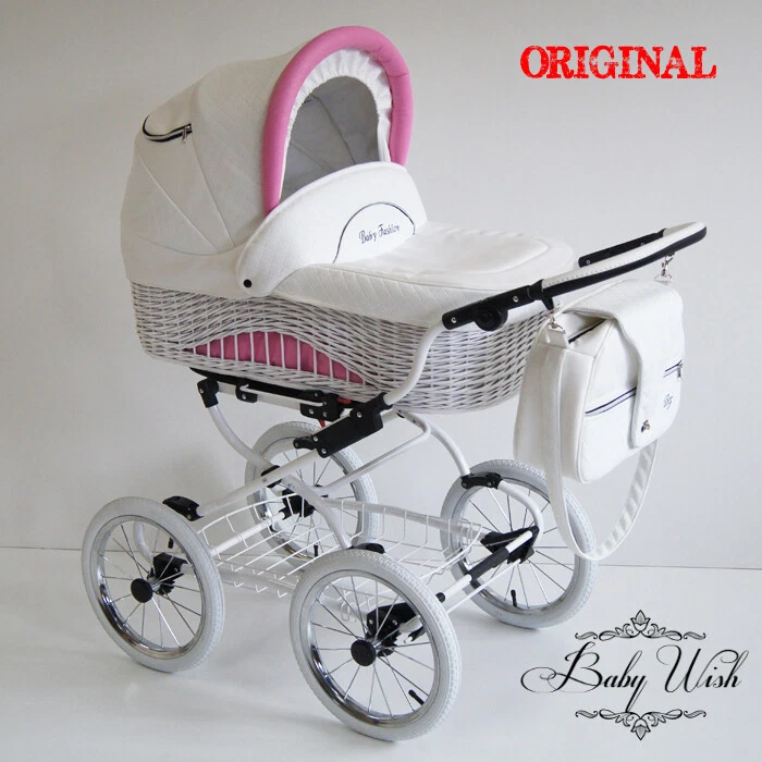 SCARLETT Wicker,Pram Baby Fashion 3in1 CARRYCOT + STROLLER + CAR SEAT